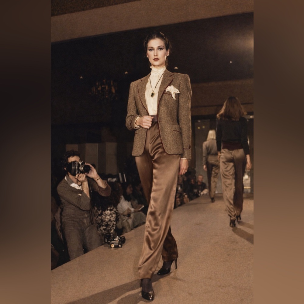 Vintage 70s 80s Ralph Lauren Wool Herringbone Blazer Equestrian Jacket Runway Ad - Picture 15 of 16